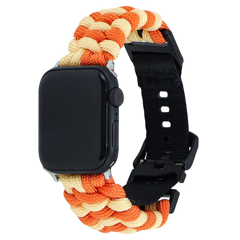 Apple Watch (38/40/SE/41/42mm) EIDERWOOD Flettet Nylon Reim - Oransje / Gul