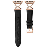 Apple Watch (38/40/SE/41/42mm) Nøytral kunstskinnrem - Svart / Rose Gold