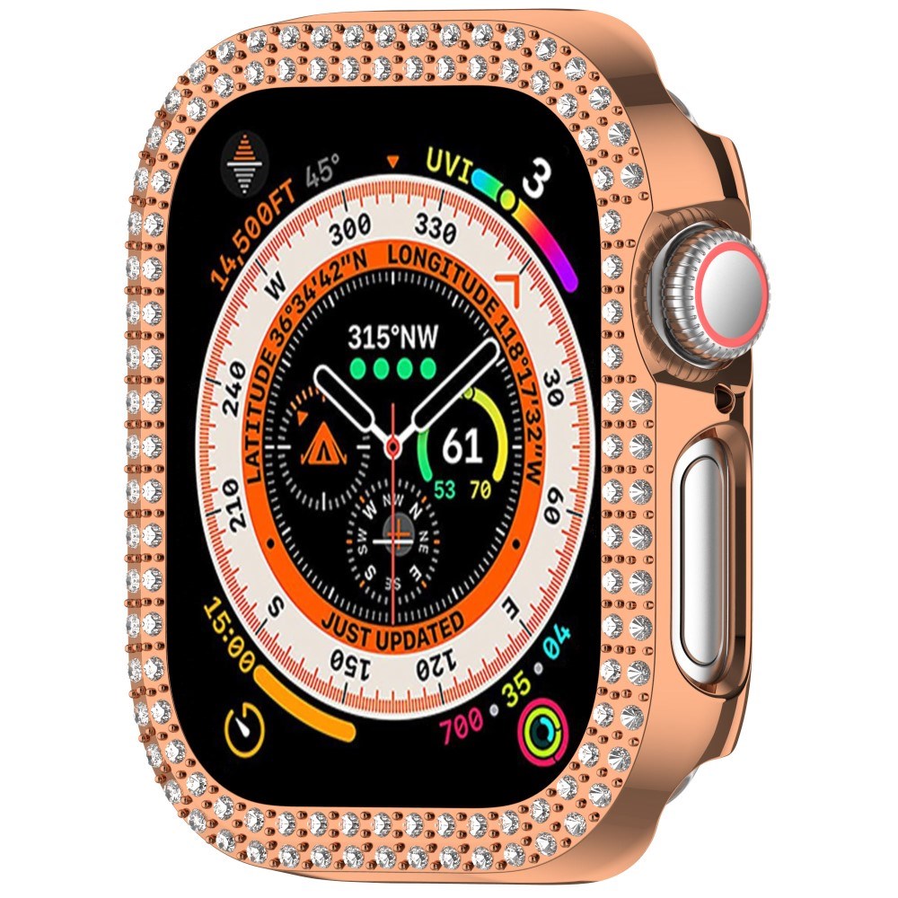 Apple Watch 11 / 10 (42mm) Hard Plastik Deksel - Rose Gold / Rhinsten