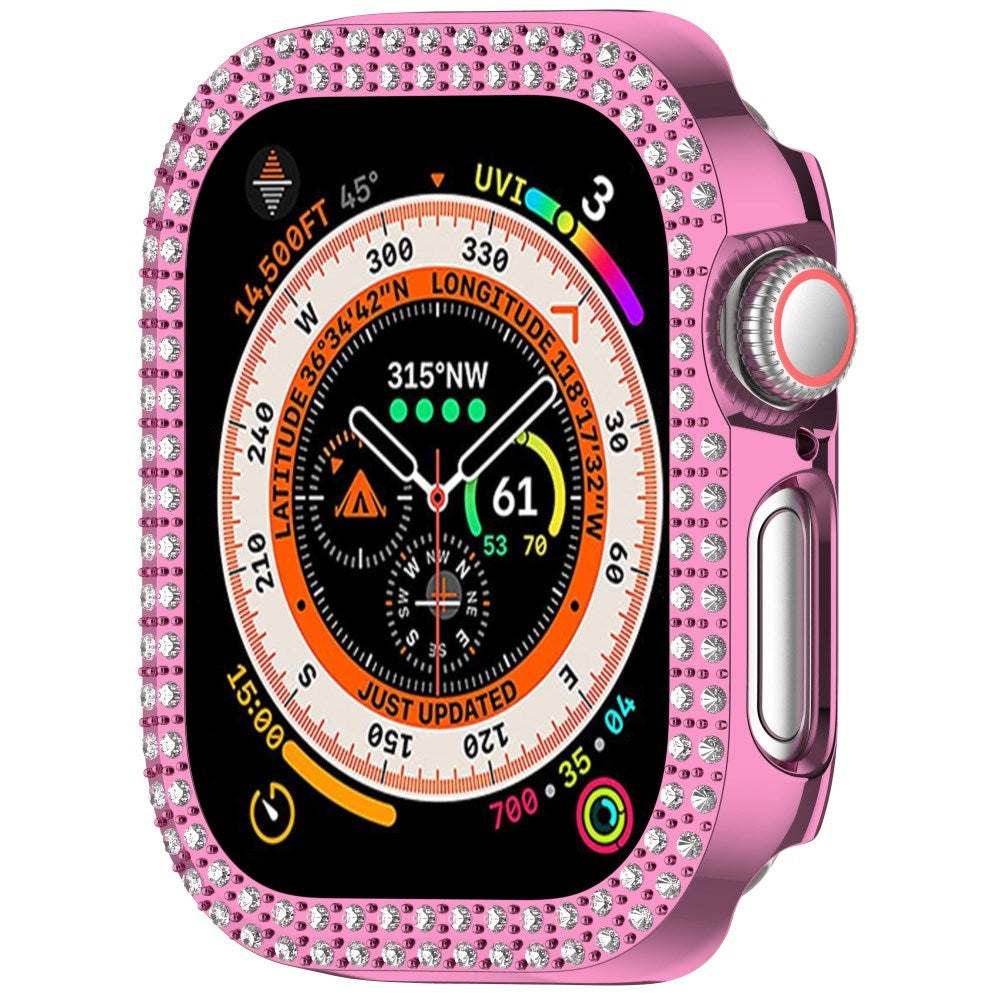 Apple Watch 11 / 10 (42mm) Hard Plastik Deksel - Pink / Rhinsten