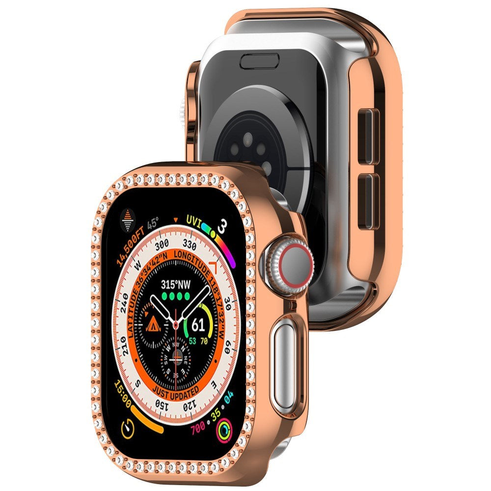 Apple Watch 11 / 10 (42mm) Hard Plast Deksel - Rose Gold / Rhinsten