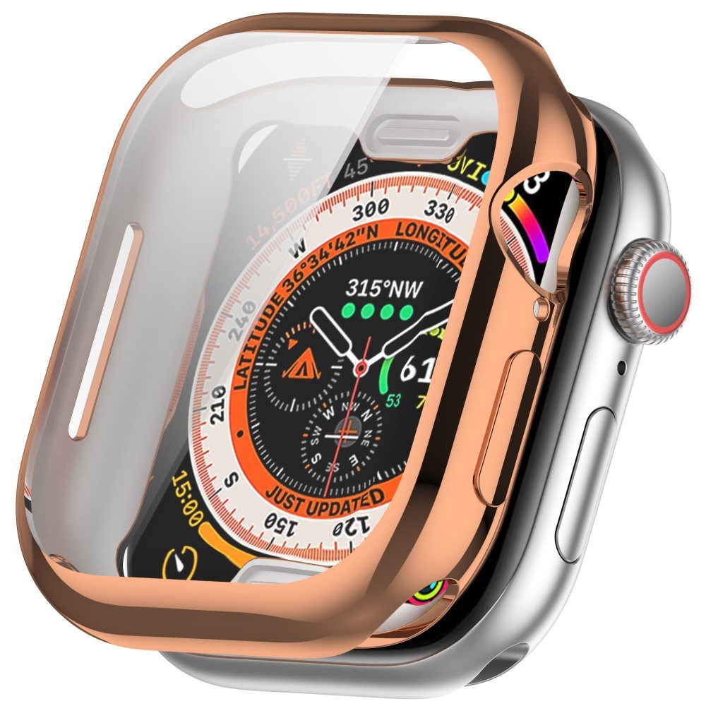 Apple Watch 11 / 10 (42mm) Fleksibelt Plast Deksel med Skjermbeskyttelse - Rose Gold