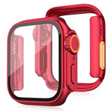 Apple Watch 11 / 10 (46mm) Hardt Plast Deksel m. Innebygd Skjermbeskyttelsesglass - Rød