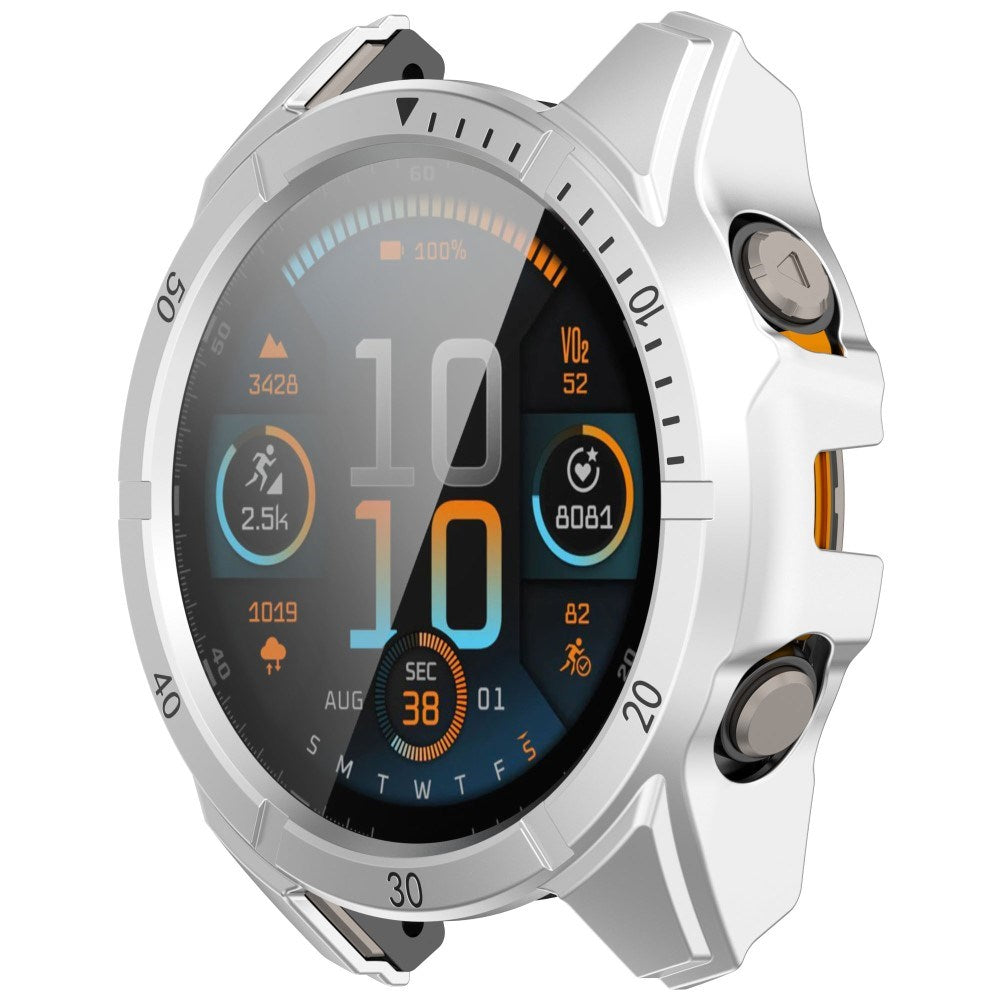 Garmin Tactix 8 AMOLED (47mm) Hardt Plast Deksel m. Beskyttelsesglass - Sølv / Svart