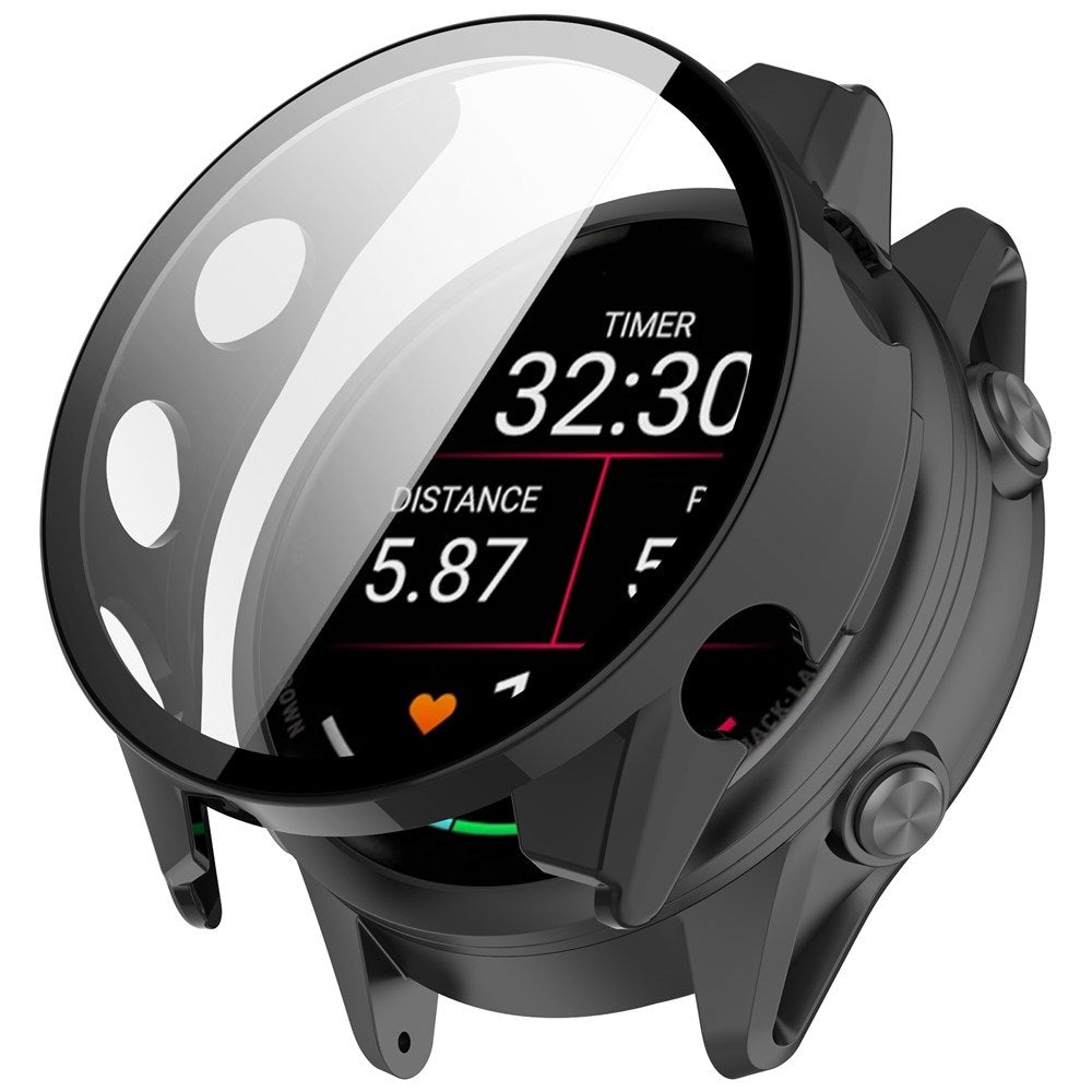 Garmin Forerunner 570 (42mm) Deksel med Skjermbeskytter i Herdet Glass - Svart