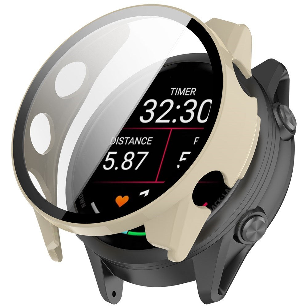 Garmin Forerunner 570 (42mm) Deksel med Skjermbeskytter i Herdet Glass - Hvit
