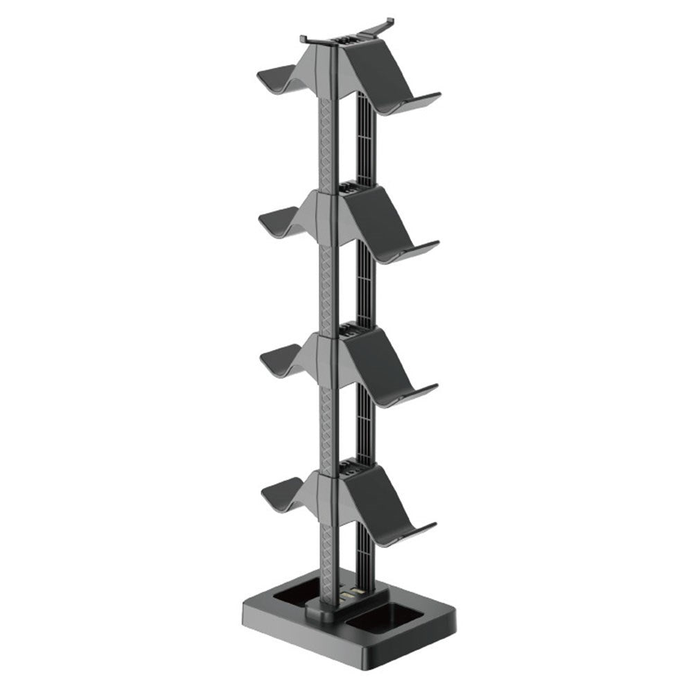 Universell Holder for 8 Spillkonsoller med 3 USB-A - Svart