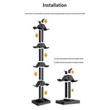 Universell Holder for 8 Spillkonsoller med 3 USB-A - Svart