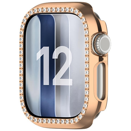 Apple Watch Series 12 (46mm) Hardt Plast Deksel - Rose Gold & Rhinsten