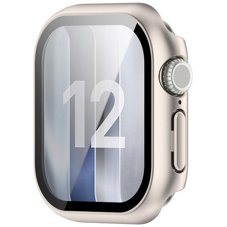 Apple Watch Series 12 (42mm) Hardt Plast Deksel med Innebygd Skjermbeskyttelsesglass - Rose Gold