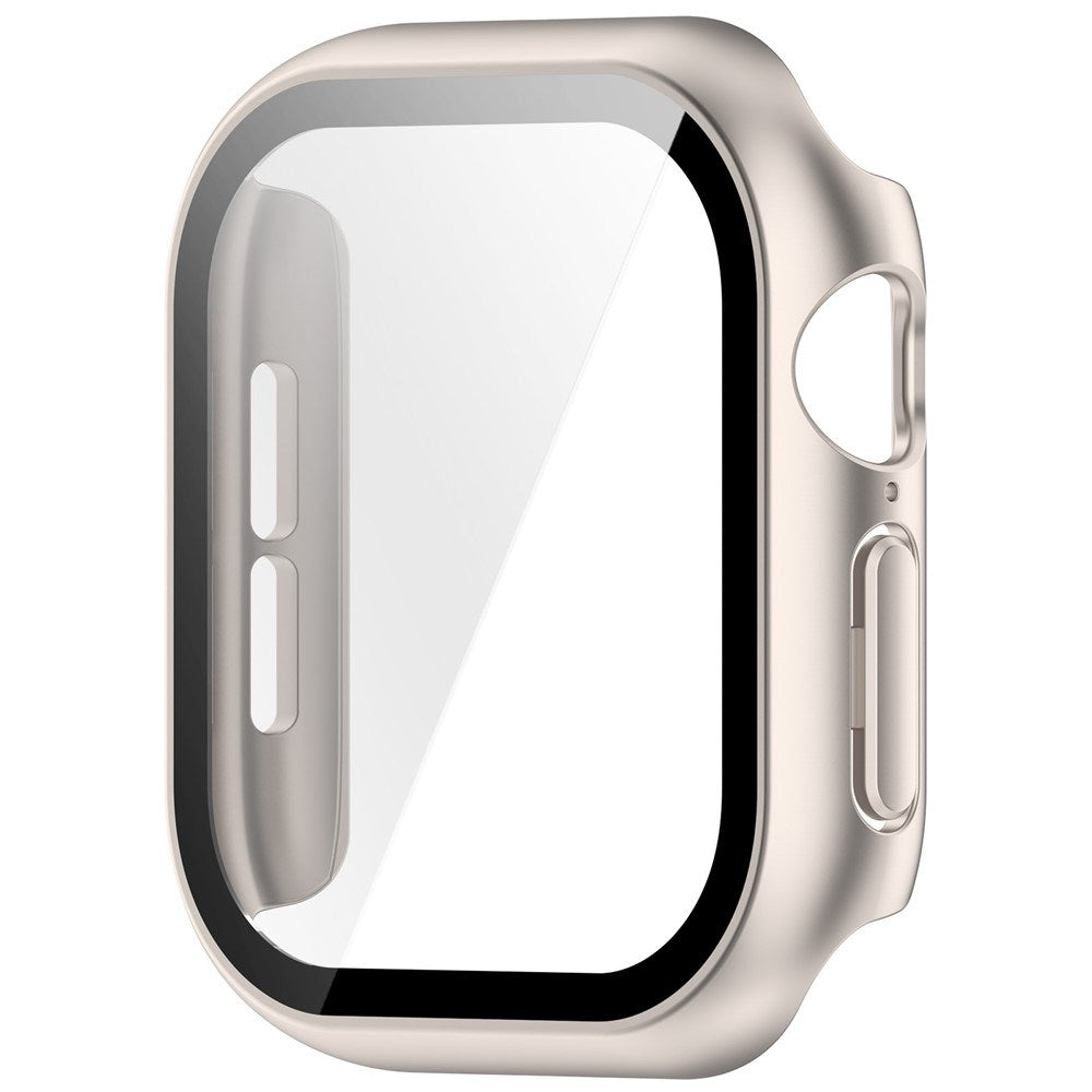 Apple Watch Series 12 (42mm) Hardt Plast Deksel med Innebygd Skjermbeskyttelsesglass - Rose Gold