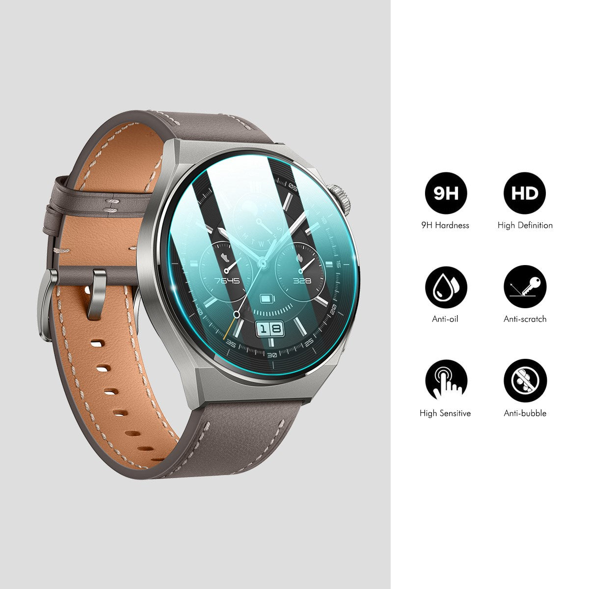 Samsung Galaxy Watch 8 (44mm) Skjermbeskytter i Herdet Glass - 2 Stk. - Gjennomsiktig