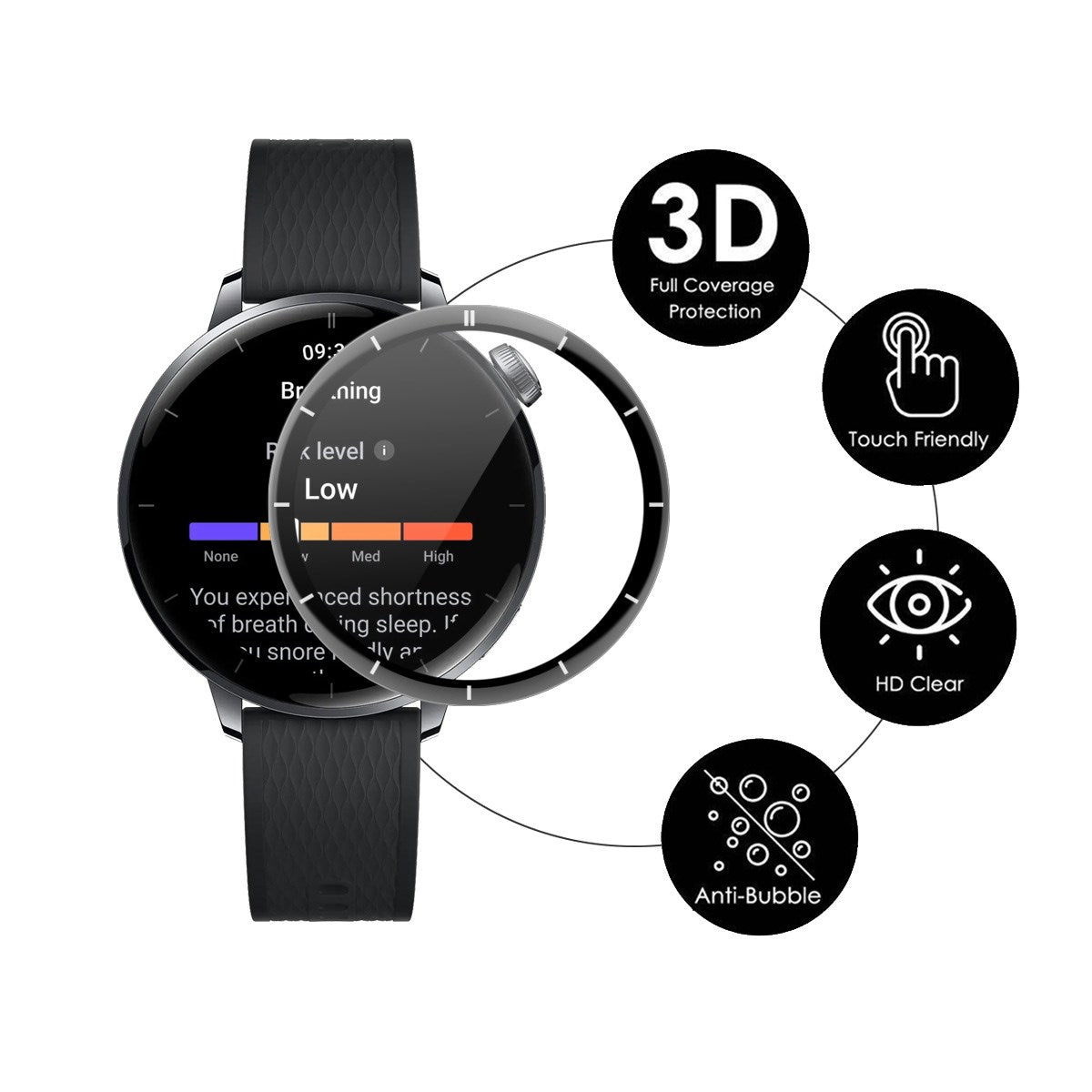 ENKAY OnePlus Watch 3 (43mm) Skjermbeskytter - 2 stk. - Gjennomsiktig / Svart Kant