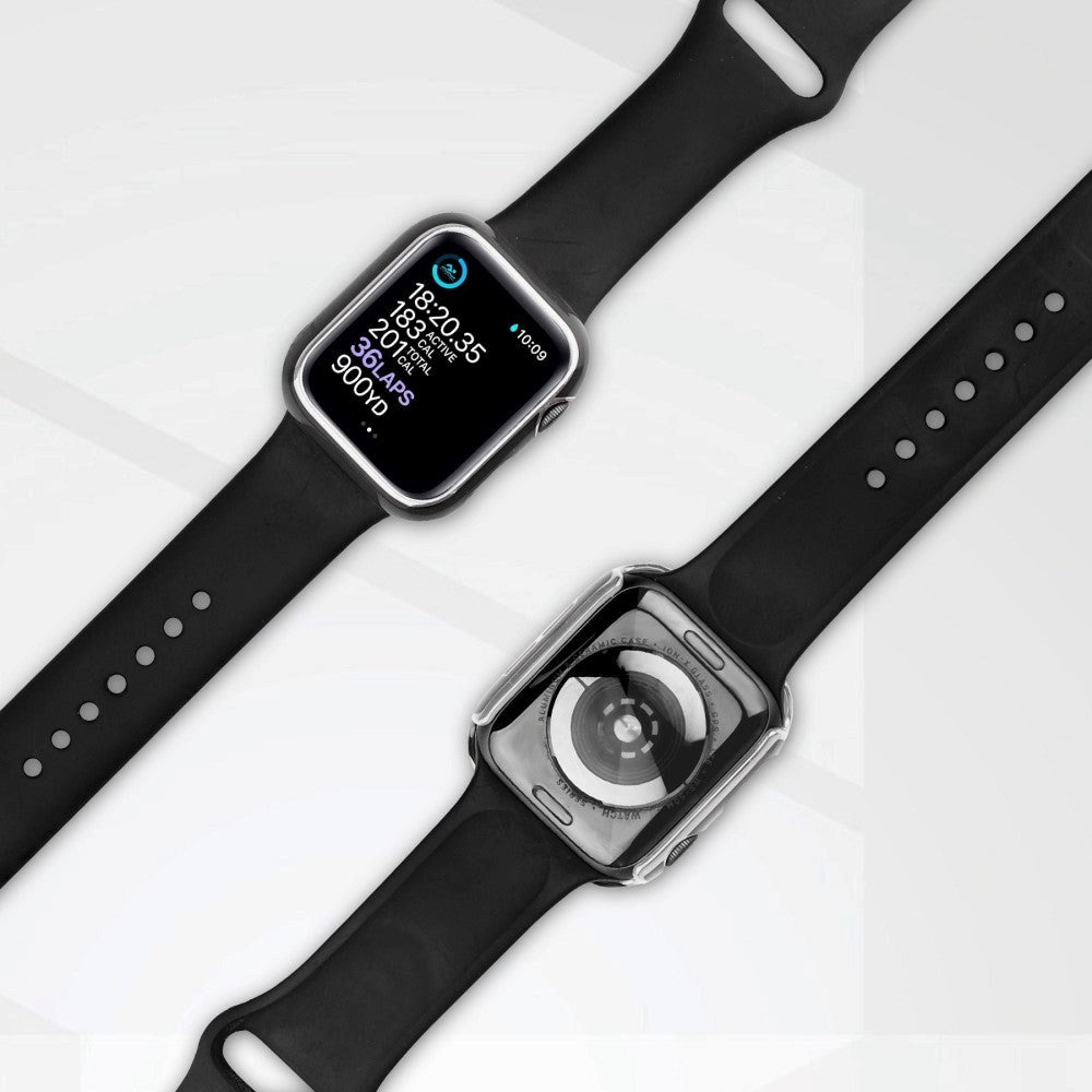 Apple Watch Ultra 3/2/1 (49mm) Hard Plastic Case m. Innebygd Skjermbeskyttelse - Svart / Sølv