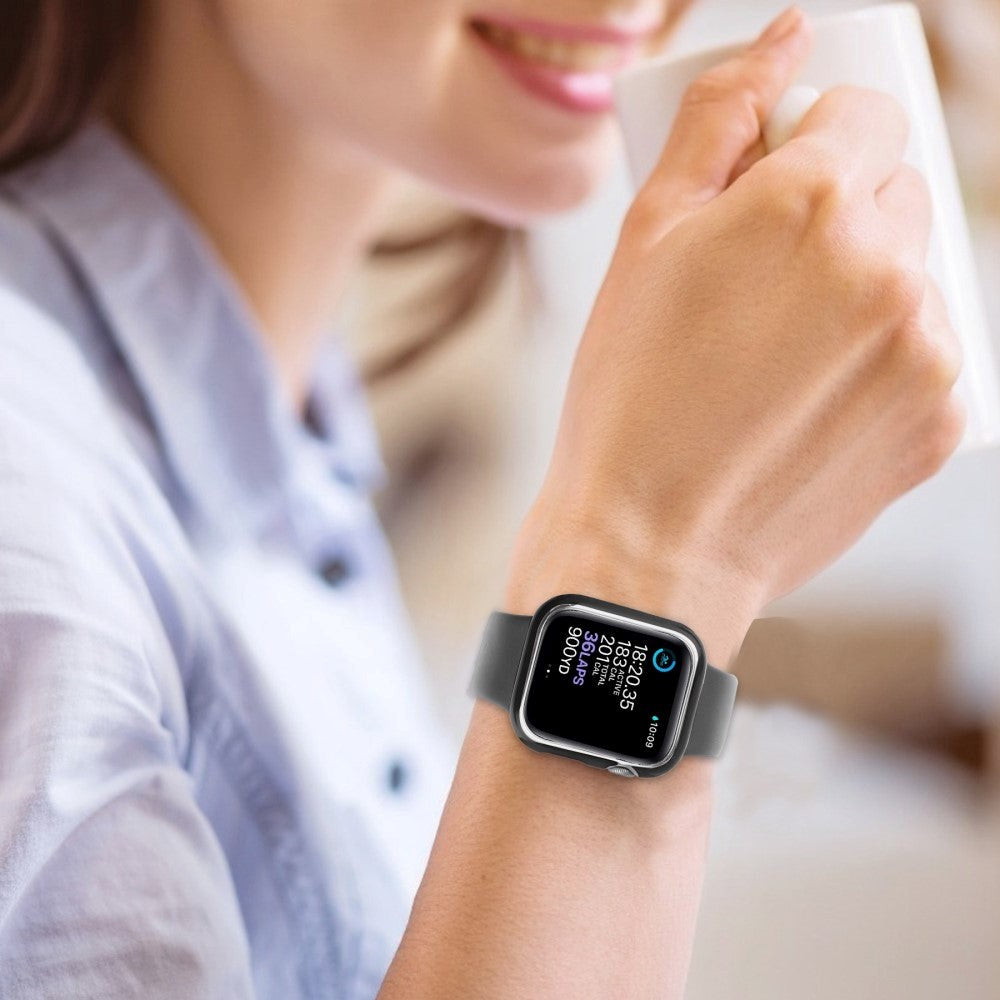 Apple Watch Ultra 3/2/1 (49mm) Hard Plastic Case m. Innebygd Skjermbeskyttelse - Svart / Sølv