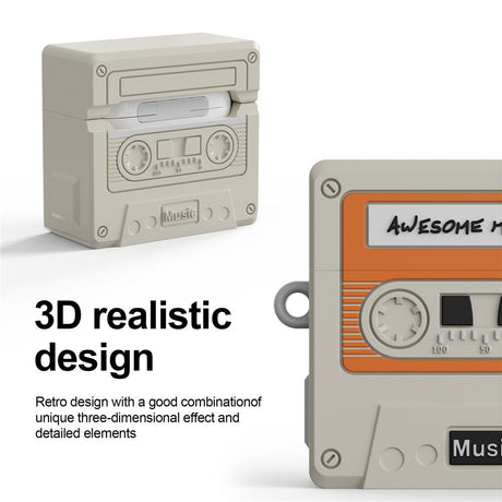Apple AirPods (4. Gen.) Silikon Deksel m. Kassettbånd Design - Beige