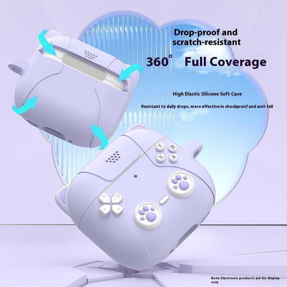 Apple AirPods Pro (3. Gen.) Silikon Katt Deksel m. Gamer Design - Grå
