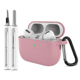 Apple AirPods Pro (3. gen.) Silikon Deksel m. Karabinkrok & Rengjøringspenn - Deep Pink