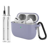 Apple AirPods Pro (3. gen.) Silikon Deksel m. Karabinkrok & Rengjøringspenn - Lavender