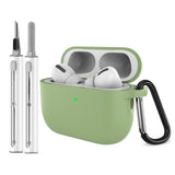 Apple AirPods Pro (3. gen.) Silikon Deksel m. Karabinkrok & Rengjøringspenn - Matcha Green
