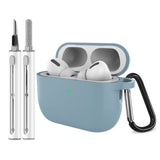 Apple AirPods Pro (3. gen.) Silikon Deksel m. Karabinkrok & Rengjøringspenn - Baby Blue