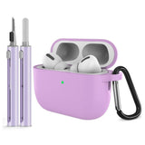 Apple AirPods Pro (3. gen.) Silikon Deksel m. Karabinkrok & Rengjøringspenn - Light Purple