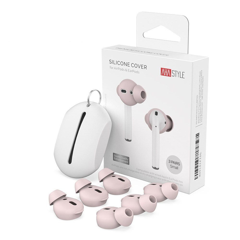 Apple AirPods (1. & 2. Gen.) Ørepropper 3-Pakning med Oppbevaringsetui – Størrelse S – Rosa