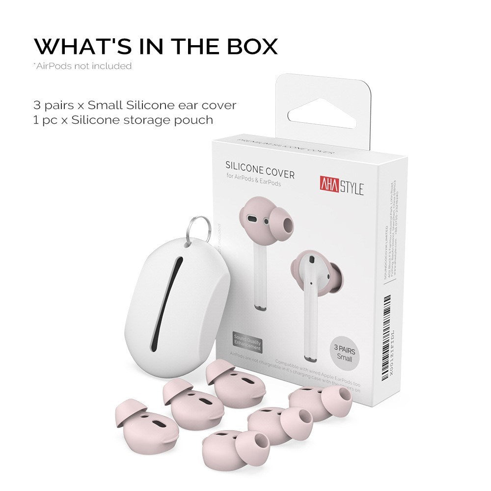 Apple AirPods (1. & 2. Gen.) Ørepropper 3-Pakning med Oppbevaringsetui – Størrelse S – Rosa