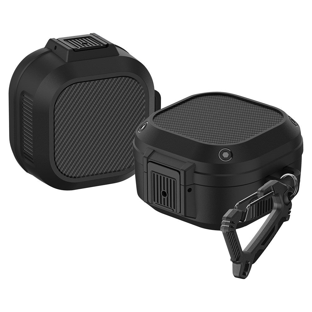 Samsung Galaxy Buds2 / Buds2 Pro / Buds Pro / Buds Live Hybrid Plast Deksel m. Karabinkrok - Svart