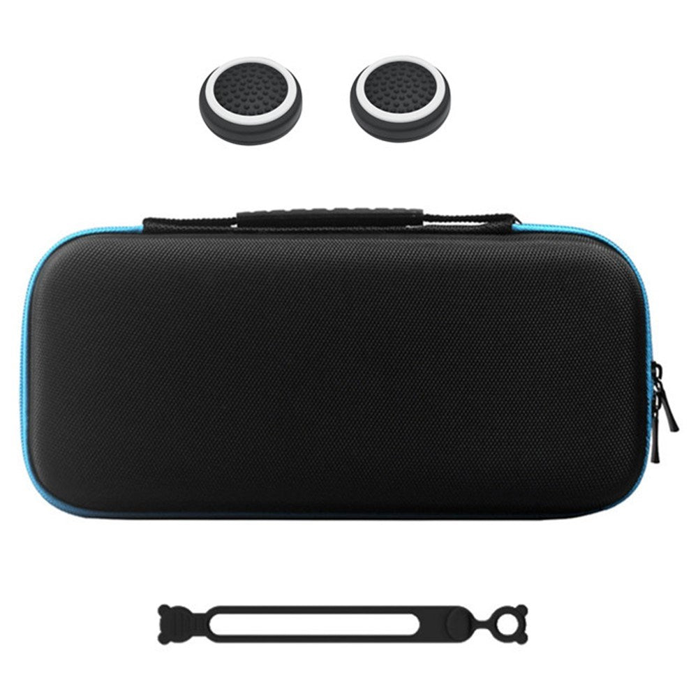 Nintendo Switch 2 Oppbevaringsveske m. Silikon Kabelbindere & Joystick Grip Caps - Svart / Blå