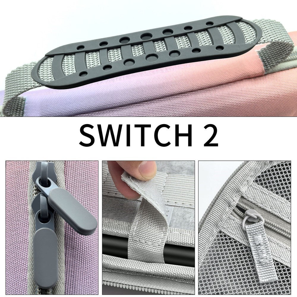 Nintendo Switch 2 Organisasjons- og Transportetui med Håndtak - Lilla / Rosa