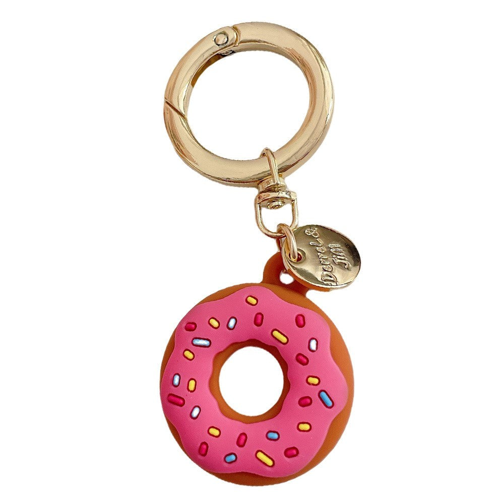 AirTag 1. & 2. Gen. Silikonetui med Rund Karabinkrok - Donut - Rosa