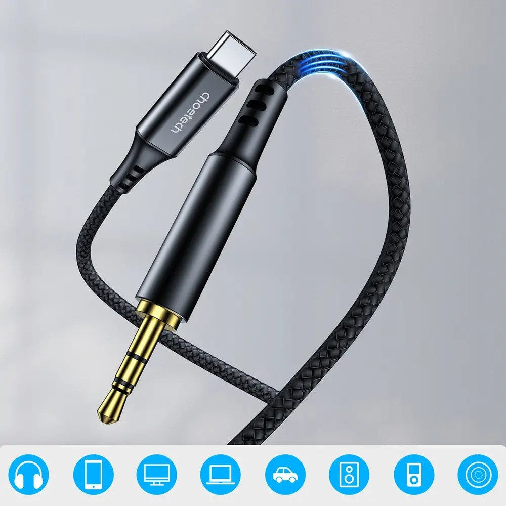 Choetech AUX006 USB-C til 3.5mm Minijack Kabel - 1m - Svart