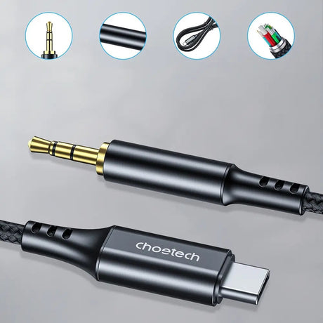 Choetech AUX006 USB-C til 3.5mm Minijack Kabel - 1m - Svart