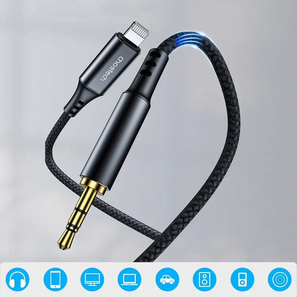 Choetech AUX007 Lightning til 3.5mm Minijack Kabel - 1m - Svart