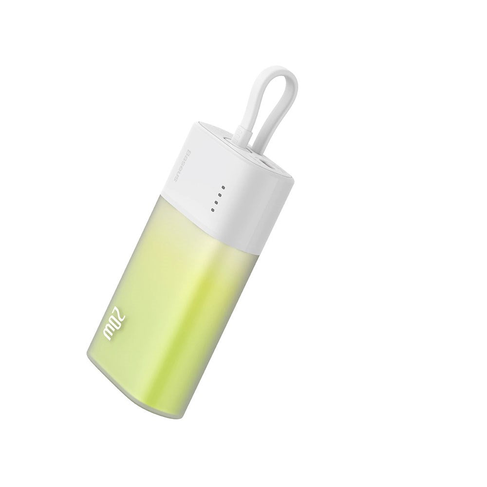 Baseus Popsicle 5200mAh Powerbank 20W med Innebygd Lightning Kabel - Hvit / Grønn