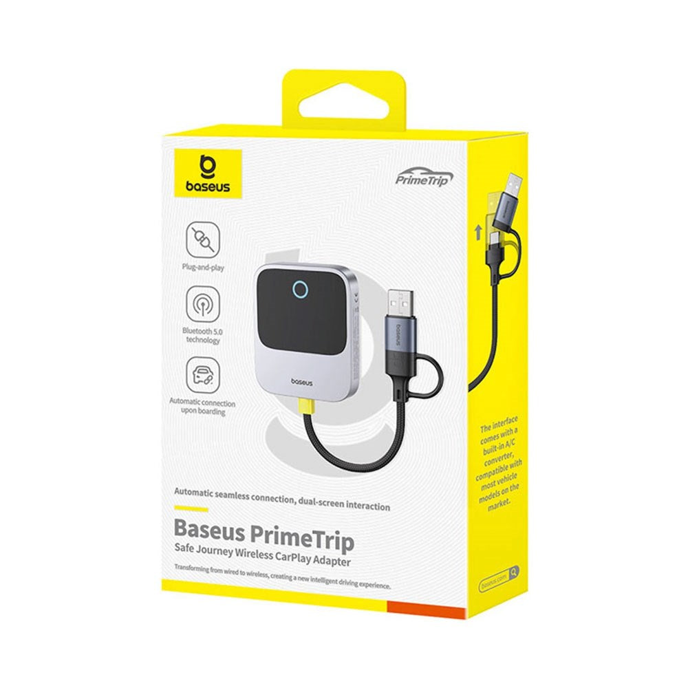 Baseus SafeJourney Trådløs Apple CarPlay Adapter - Grå
