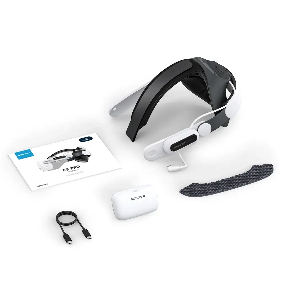 BOBOVR E3 Pro Batteristropp til Meta Quest 3 / 3S - Svart / Hvit