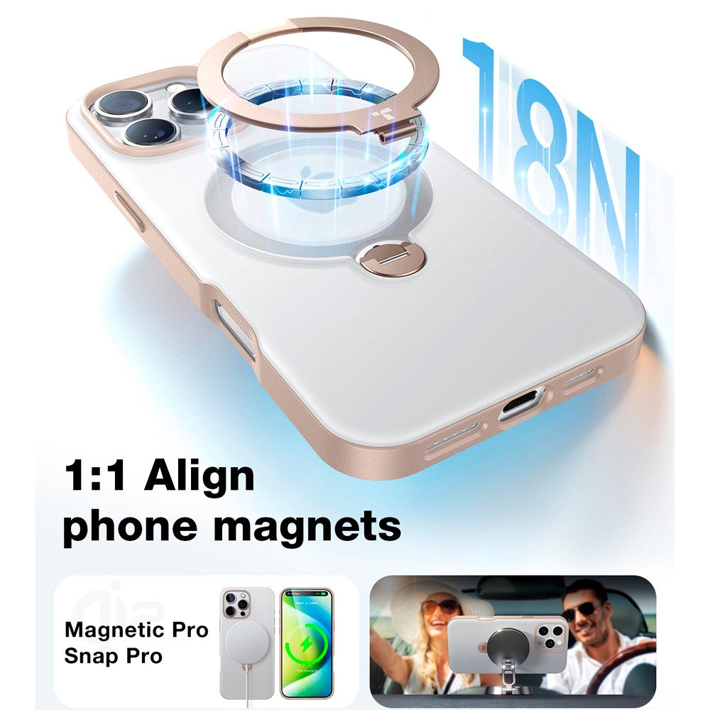 TORRAS iPhone 16 Pro Hybrid Plast Deksel m. Ståfunksjon - MagSafe Kompatibel - Gull