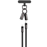 Devia 2-i-1 Mobilstropp & USB-C til Lightning Kabel - Svart
