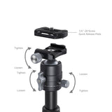 SmallRig 4289 Aluminium Ministativ VT-20 m. Mobilholder og Justerbare Ben - Svart