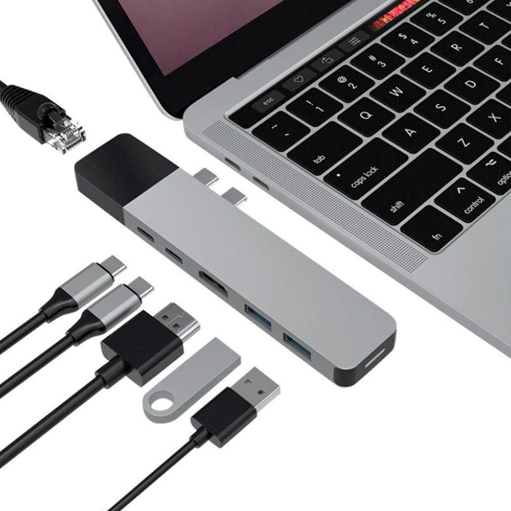 Hyperdrive Net USB-C Multi Adapter 6-i-2 - Grå