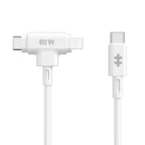 Hyper HyperJuice 60W 2-i-1 Hybrid Silikon USB-C til USB-C & Lightning Kabel - 1.5m - Hvit