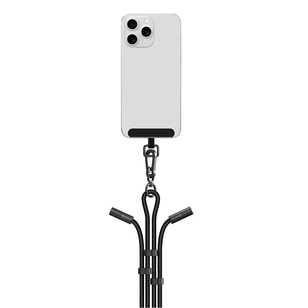 Devia 2-i-1 Regulerbar Mobilstropp & USB-C til Lightning Kabel - Svart