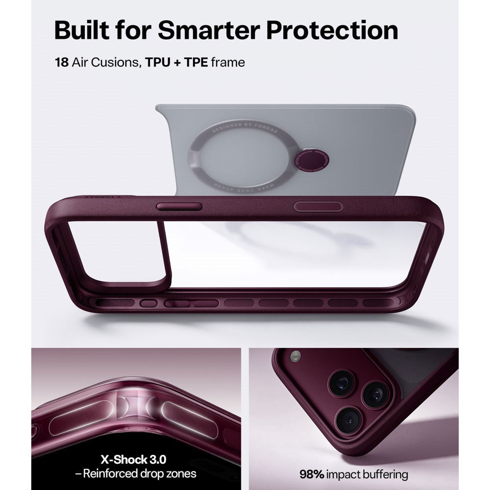 iPhone 18 Pro / 17 Pro TORRAS Ostand Q3 Spin Deksel - MagSafe Kompatibel - Lilla