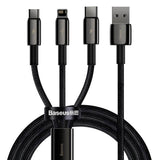 Baseus 3-i-1 USB-A Multikabel med 1 x USB-C 1 x Lightning 1 x Micro USB - 1,5 m - Svart