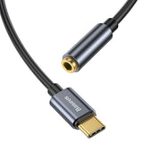 Baseus L54 USB-C til 3.5 mm Mini Jack Audio Adapter - 9 cm - Grå