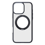 TORRAS iPhone 16 Pro Hybrid Plast Deksel m. Roterbar Kickstand Ring - MagSafe Kompatibel - Gjennomsiktig / Svart