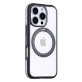 TORRAS iPhone 16 Pro Hybrid Plast Deksel m. Roterbar Kickstand Ring - MagSafe Kompatibel - Gjennomsiktig / Svart
