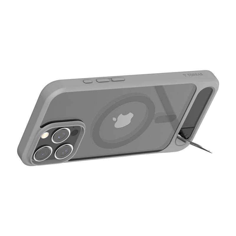 TORRAS iPhone 16 Pro Max Pstand Hybrid Deksel m. Ståfunksjon - MagSafe Kompatibel - Grå